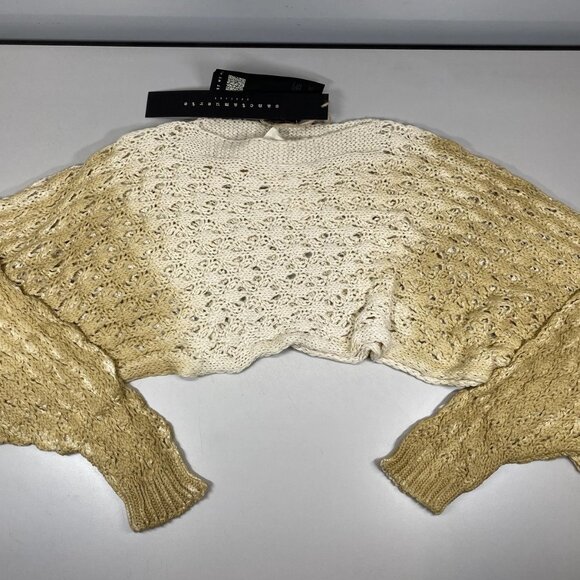 Sanctamuerte Women's Maglia Mesh Cropped Sweater Sand Shell/Gold Size S - Picture 4 of 7